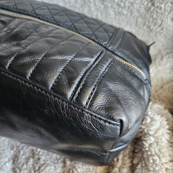 EUC B. Makowsky quilted black leather purse chain strap zip enclosure hobo bag - Picture 15 of 16